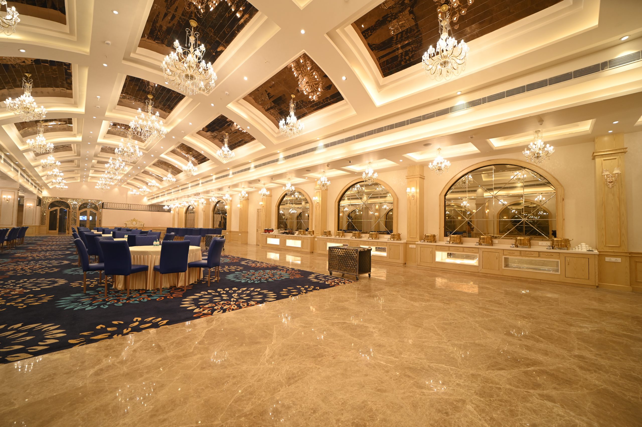 magnificent chandeliers at the palace banquet hall , Aligarh